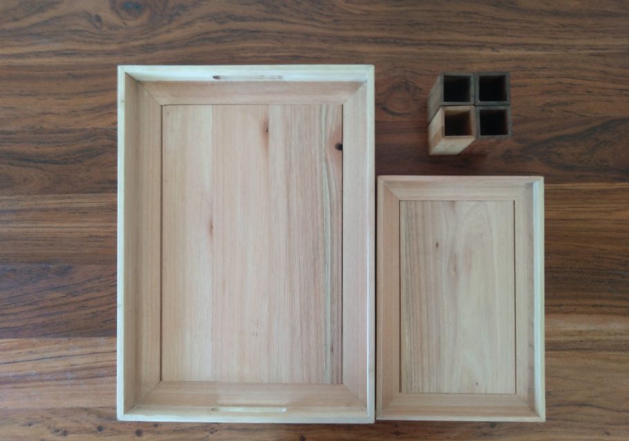 Pale Wooden Tea Trays and pen holders